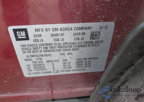 2022 Chevrolet Trailblazer Fwd Rs from USA, damaged, VIN KL79MTSL2NB105412